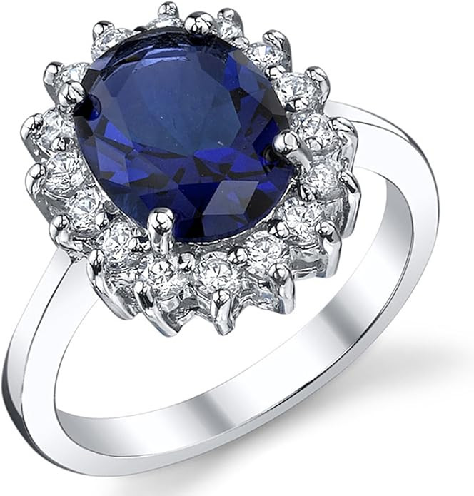 Metal Masters Solid Sterling Silver Kate Middleton's Engagement Ring with Simulated Sapphire Blue... | Amazon (US)