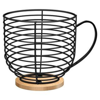 Black Wire Coffee Pod Organizer with Wooden Base Coffee Bar Storage K Cup Holder for Countertop Home Office | The Home Depot