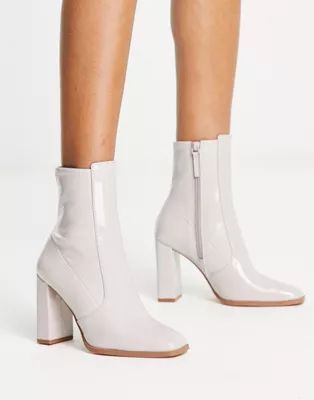 ALDO Audrella high ankle boots in off white patent | ASOS (Global)