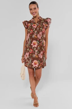 Romy Brown Floral Print Dress | Avara