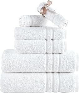 Hawmam Linen White Bath Towels Set 6-Piece Original Turkish Cotton Soft, Absorbent and Premium To... | Amazon (US)