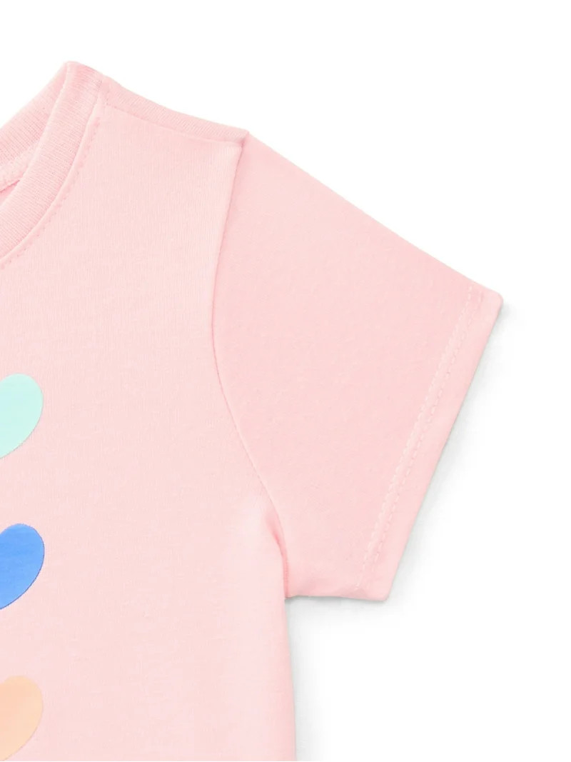 Wonder Nation Baby Girls Crewneck Tee with Short Sleeves, Sizes 0/3M-24M | Walmart (US)