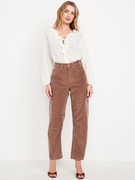 High-Waisted Barrel Ankle Corduroy Pants | Old Navy (US)