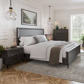 Jolt 3-Piece Espresso Wood King Panel Bedroom Set with Nightstand and Chest | The Home Depot