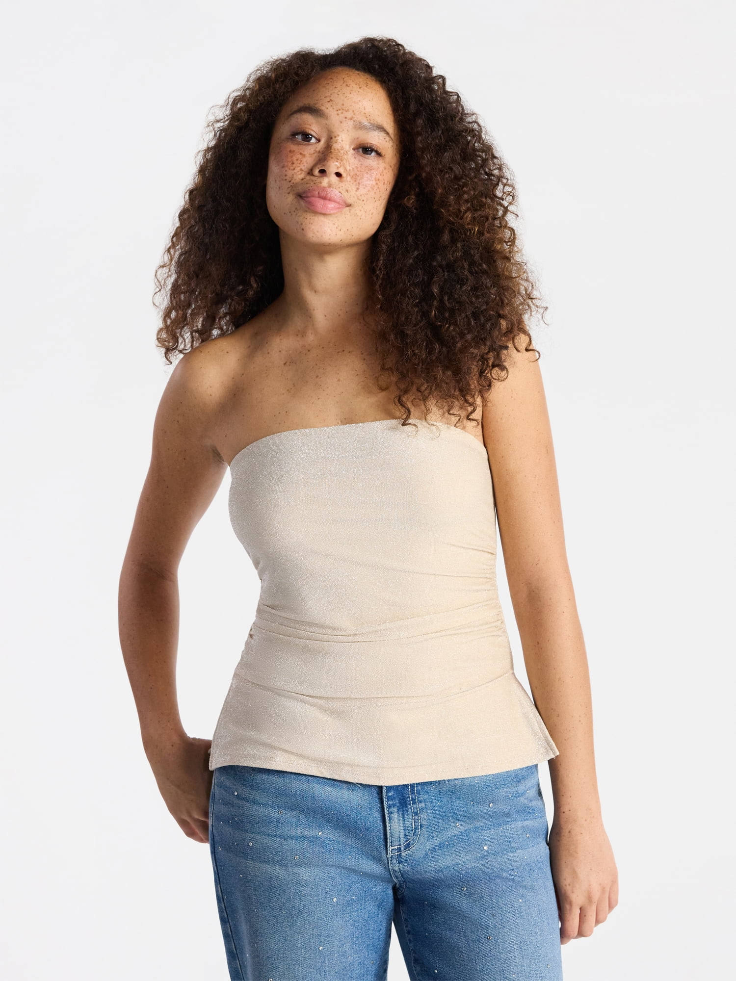 No Boundaries Metallic Tube Top, Women’s | Walmart (US)