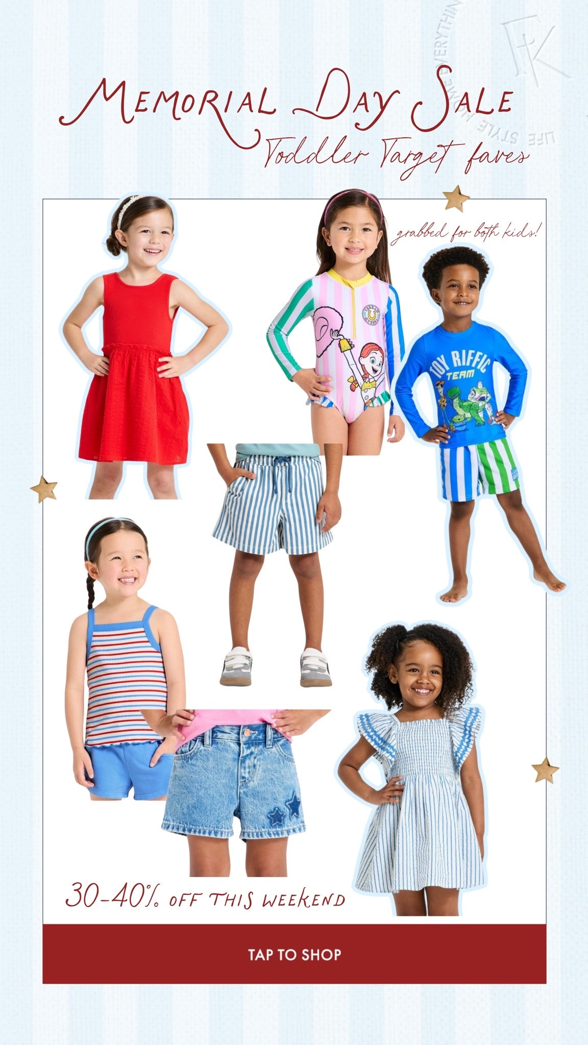 Memorial Day Weekend sale at Target ❤️ grabbed the kids these Toy Story swimsuits I had in my cart! So cute! 

Also a bunch of great July 4 options on sale! How’s the time to snag!

Target toddler, target sale, target kids section, MDW sales

#LTKmomlife #LTKSaleAlert #LTKKids