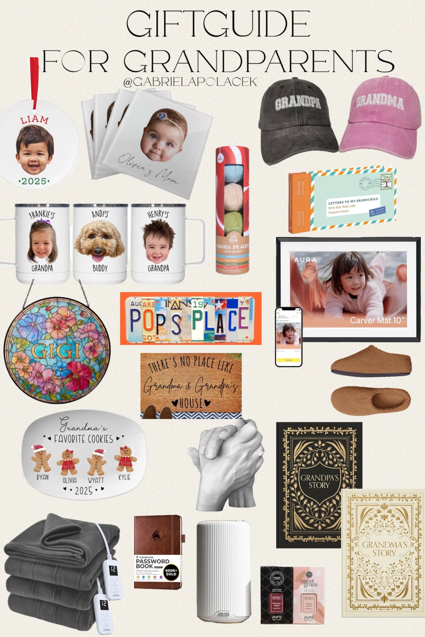 Gift guide for grandparents 

Aura Digital Picture Frame - 10.1" HD Mat Display - on sale!! | Grandpa's Story Journal | Grandma's Story: A Memory and Keepsake Journal for My Family (Heirloom Story Books and Guided Journals) | Luna Bean Hand Casting Kit – The Original Hand Mold Kit for Couples | Letters to My Grandchild: Write Now. Read Later. Treasure Forever | Bombas Sunday Slippers | Sunbeam Royal Ultra Fleece Heated Electric Blanket | Clever Fox Password Book with alphabetical tabs | pacha soap co. HOLIDAY PACHA PEACES BATH BOMB PACK | Type League Press Personalized Face Ornament | Type League Press Personalized Baby Coaster | Personalized Baby Travel Mug | Pura Cozy Home Set | Floral Glass Suncatcher for Gigi, Grandma Mimi Nana Floral Window Decor Gift, Christmas Gift for Loved One, Grandparents Day Gift Xmas | Grandma Gift, Grandma's Favorite Cookies Plate, Family Platter There's No Place Like Grandma and Grandpa's House Welcome door mat

#amazon #etsy #polacek #gabrielapolacek 




#LTKHoliday #LTKFindsUnder50 #LTKGiftGuide