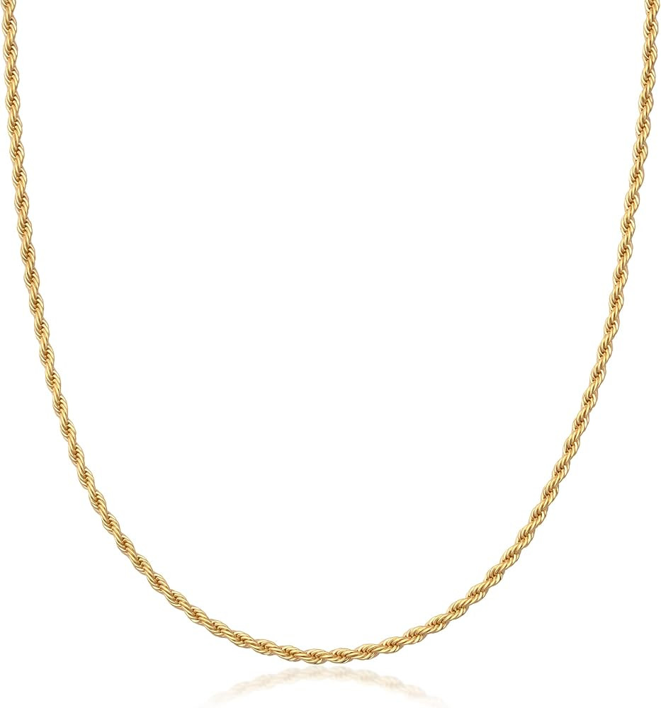Barzel 18K Gold Plated Rope Chain Necklace - Made In Brazil | Amazon (US)