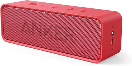 Anker Soundcore Portable Wireless Bluetooth Speaker with 24-Hour Playtime, 66ft Range, 10W Stereo Sound, Rich Bass, Built-in Mic, Ideal for iPhone, Samsung, Traveling, Shower Use, and More - Red | Amazon (US)