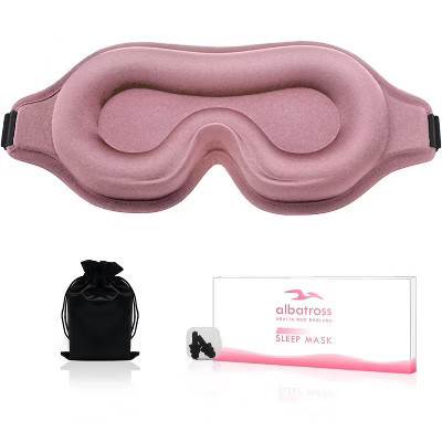 Albatross Health Sleep Eye Mask for Men and Women, Ideal for Lash Extensions, Travel Blackout Night Blindfold with Adjustable Strap (Pink-3D) | Target