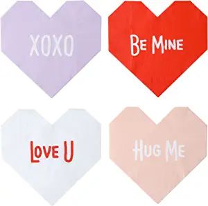 Heart Shaped Napkins - 60 PK - Heart Napkins for Valentine's Day Decorations Valentine Cocktail N... | Amazon (US)