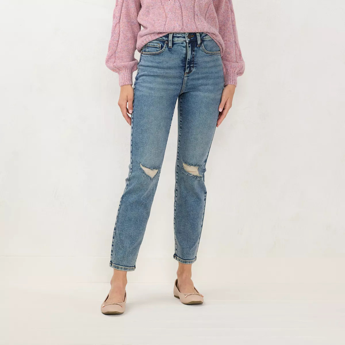Women's LC Lauren Conrad Curvy Super High Straight-Leg Jeans | Kohl's