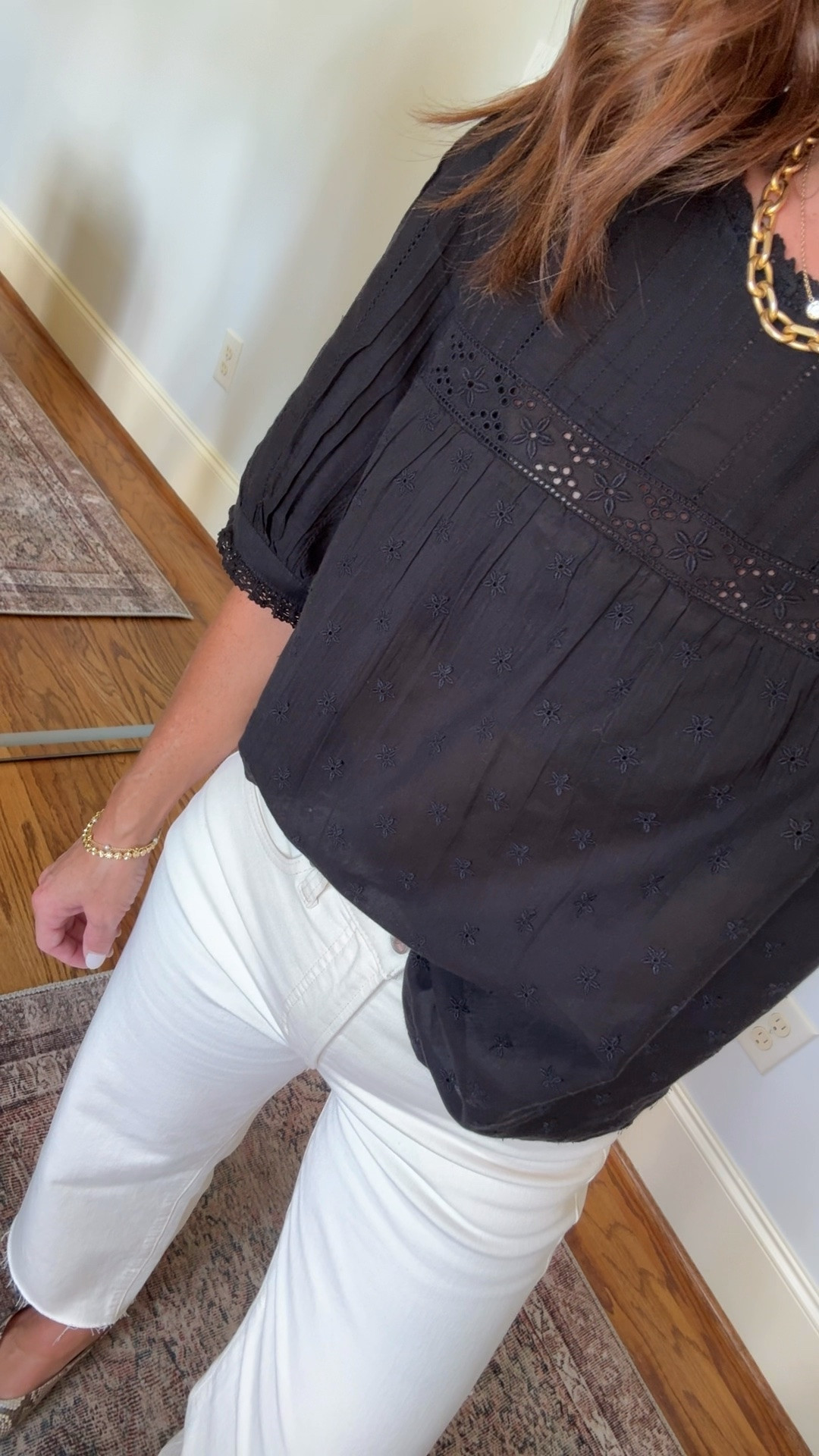 Early Fall outfit. Black lace top. Ecru jeans. Madewell.
Top XS. Jeans down 1 size, 24

#LTKootd #LTKSeasonal #LTKOver40