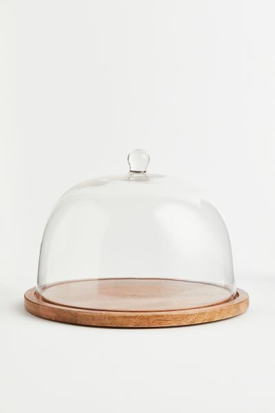 Glass Dome with Wooden Tray - Clear glass/light brown - Home All | H&M US | H&M (US + CA)