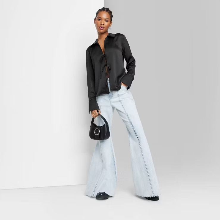 Women's Bell Long Sleeve Satin Fly Away Top - Wild Fable™ | Target