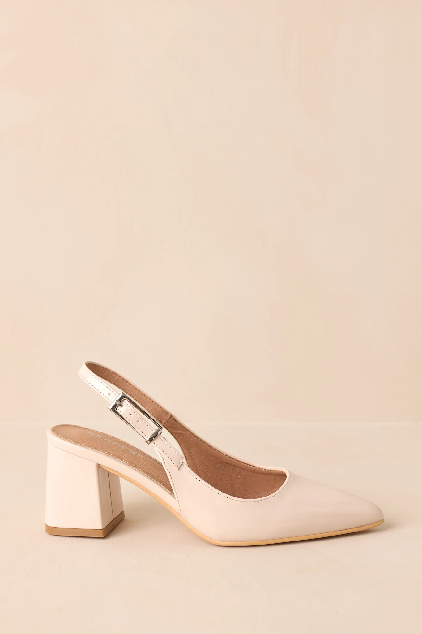 Cloud Nine Nights Ivory Patent Slingback Block Heels | Red Dress