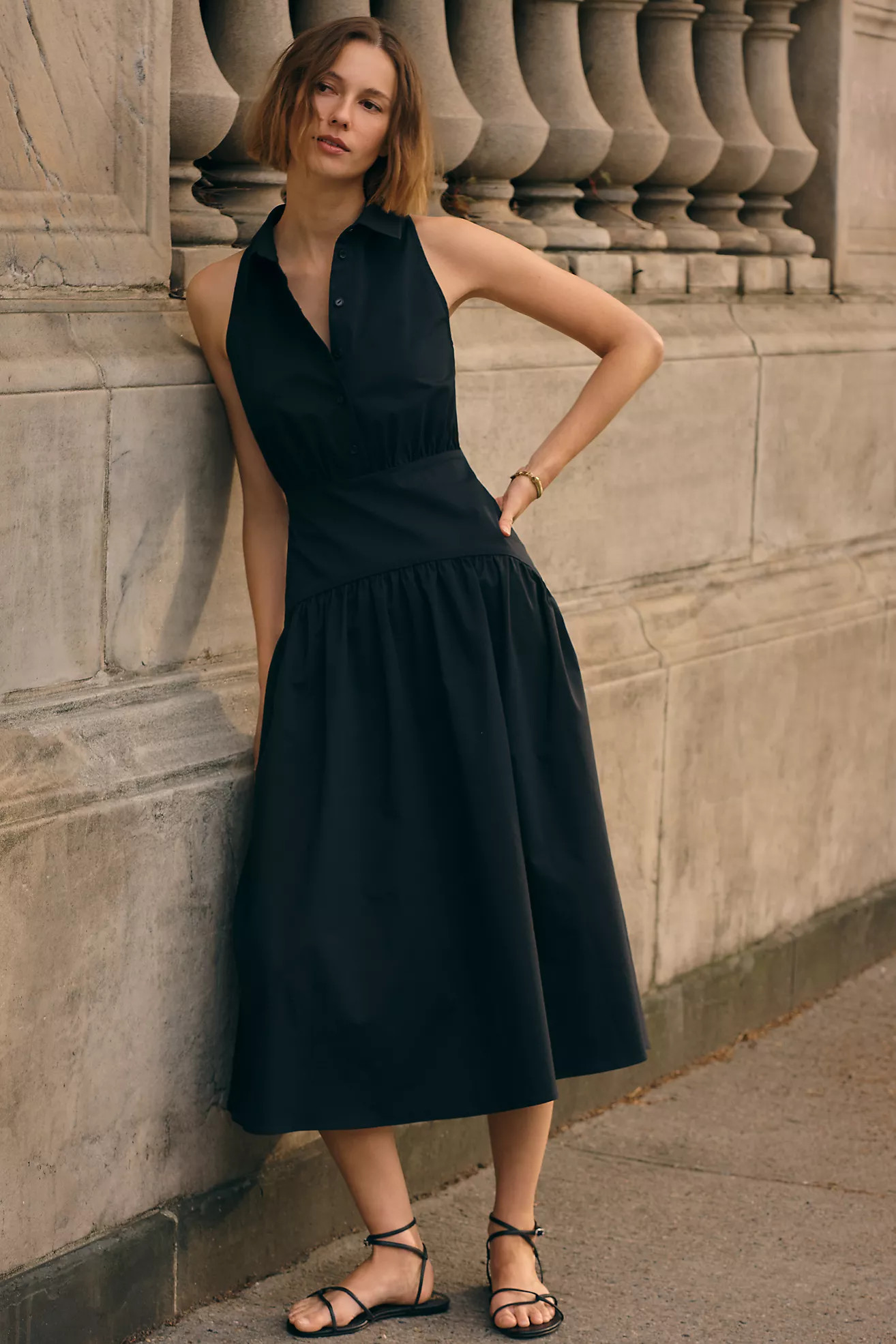 Tobie Drop-Waist Midi Shirt Dress by Exquise | Anthropologie (US)