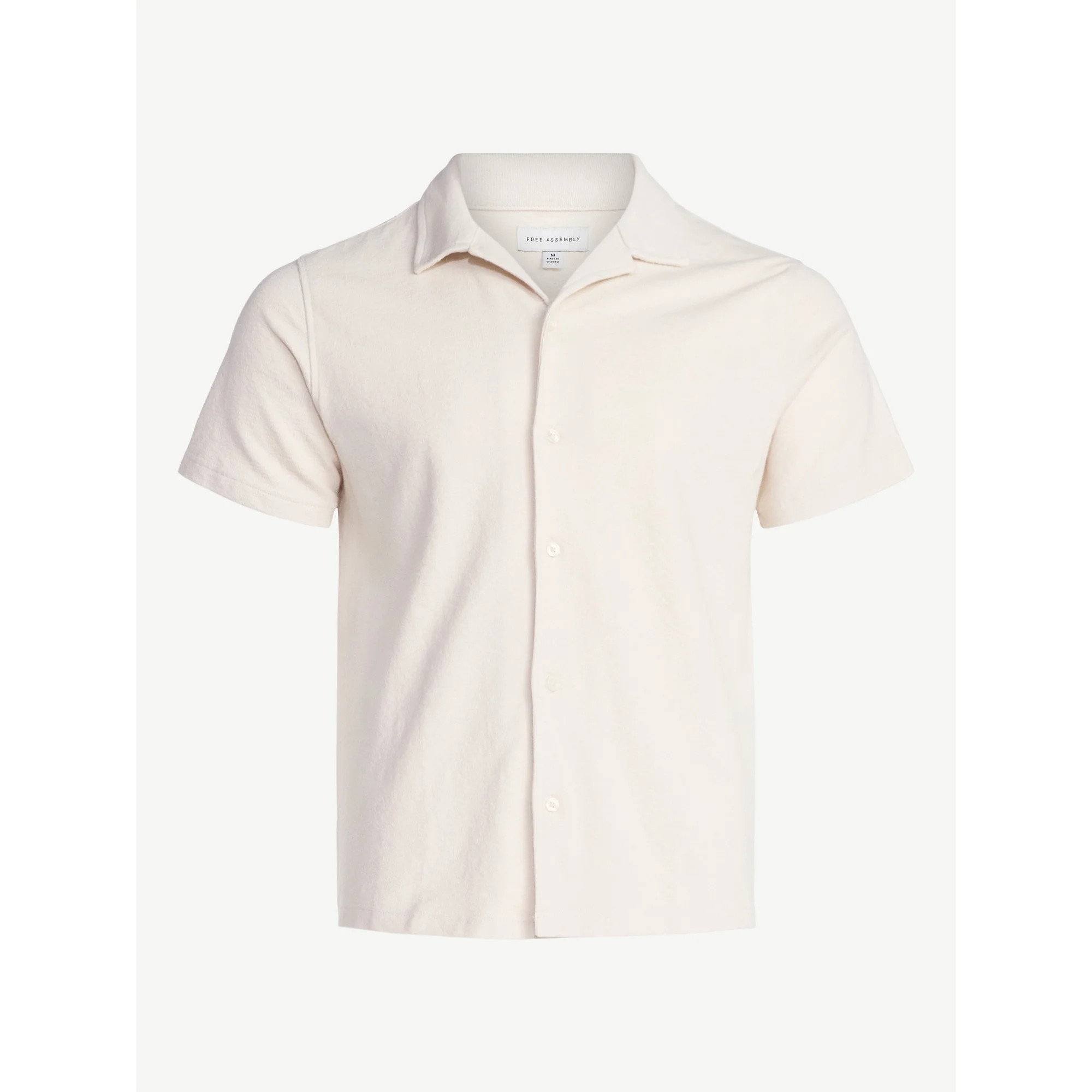 Free Assembly Men's Textured Cotton Camp Shirt with Short Sleeves, Sizes S-3XL | Walmart (US)
