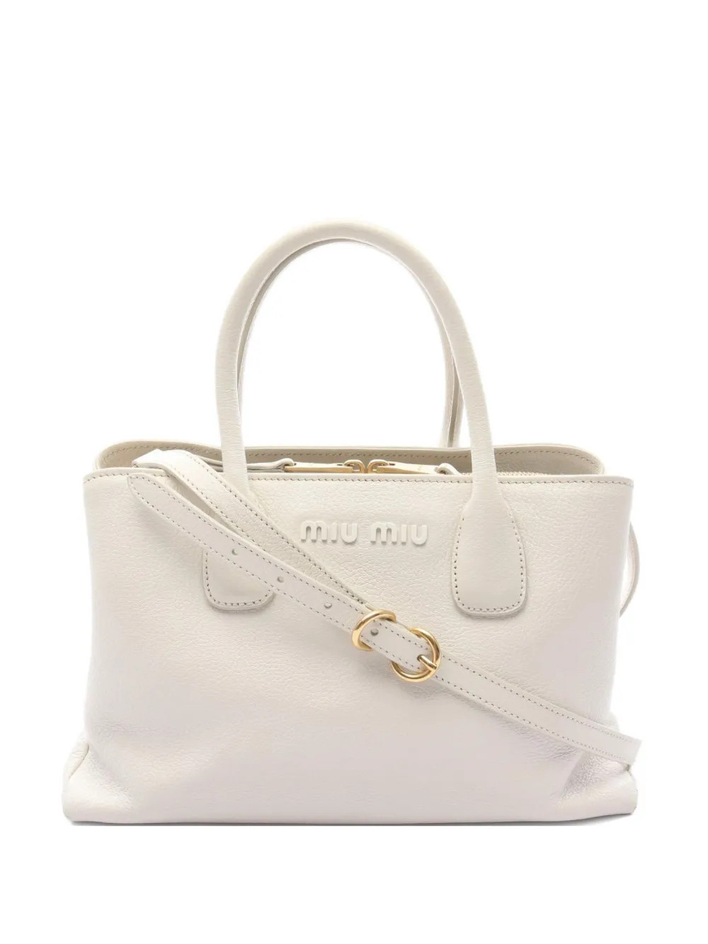 Miu Miu Pre-Owned 2000s Madras leather handbag - White | Farfetch Global