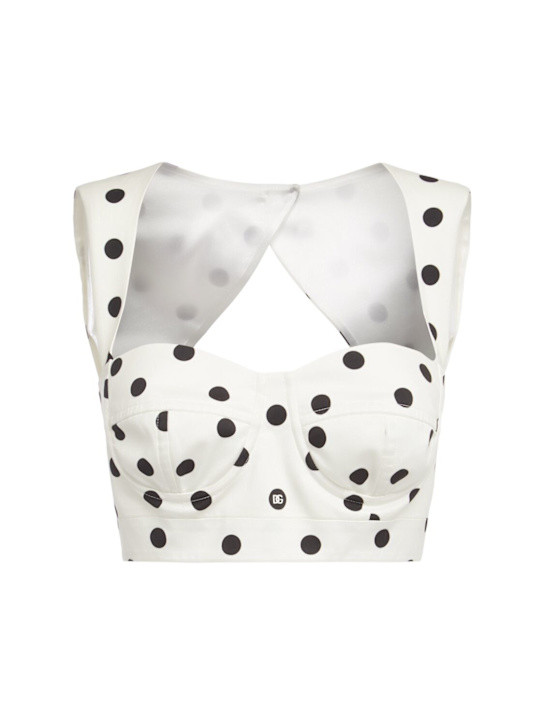Polka dots print drill crop top | Luisaviaroma