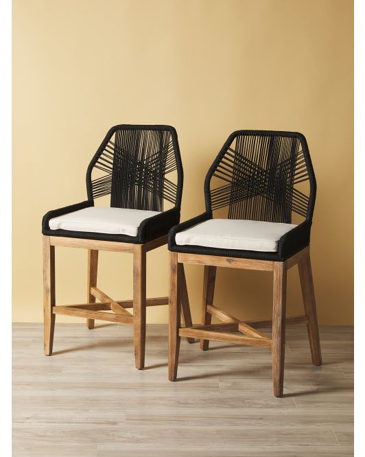 2pk 44in Rope Crossweave Counter Stools With Cushions | Kitchen | HomeGoods | HomeGoods