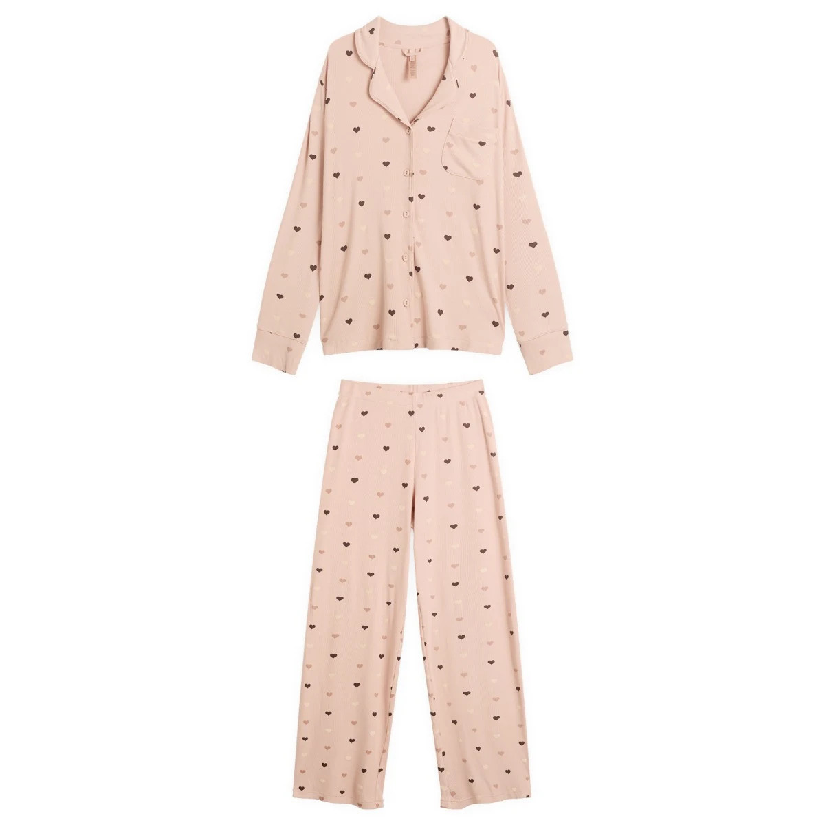 SKIMS Women's Soft Lounge Sleep Set in Mica Mini Half Drop Heart, Size X-Large | END. Clothing