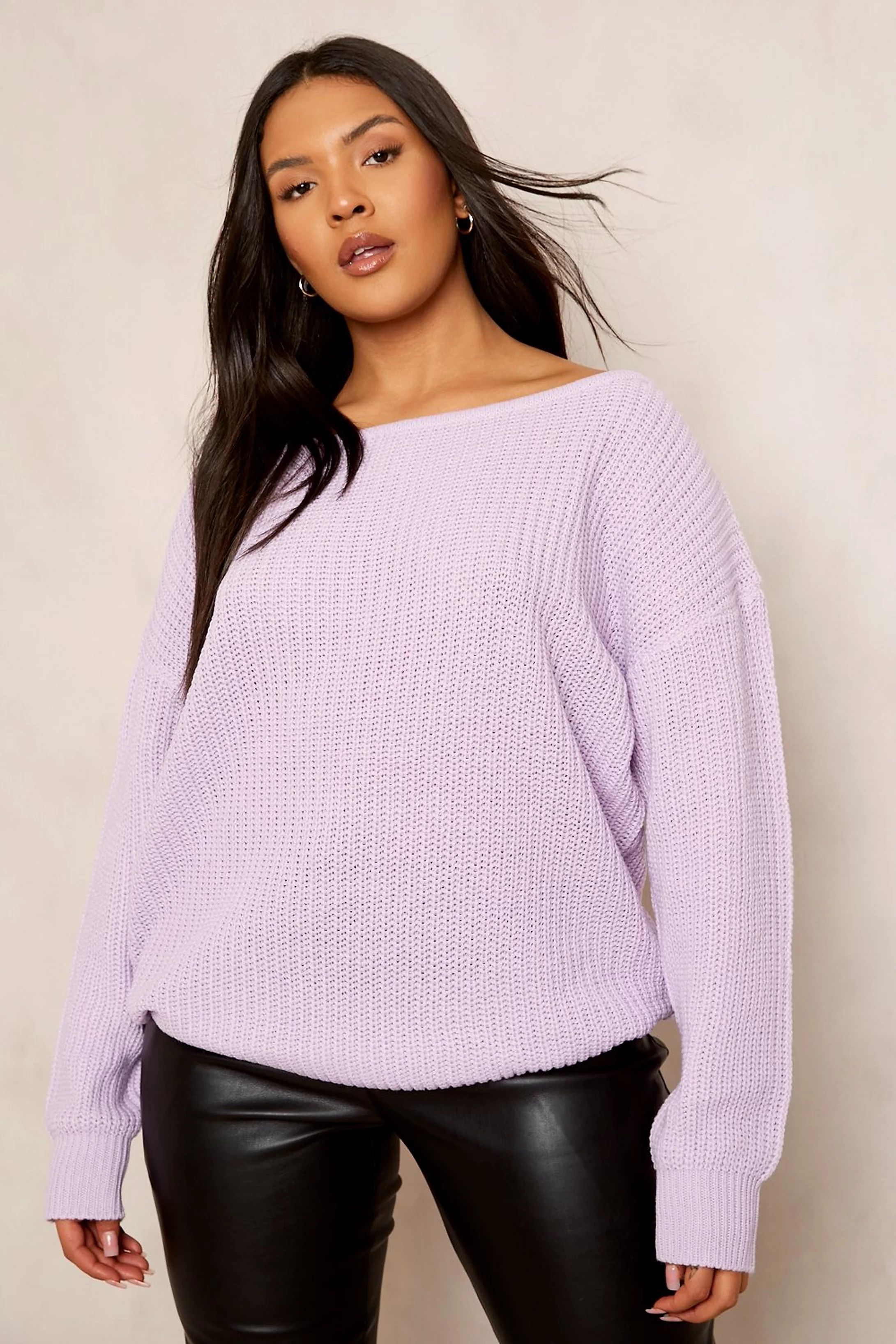 Plus Slash Neck Oversized Sweater | Boohoo.com (US & CA)