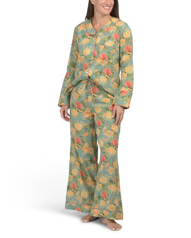 Cotton Floral Pajama Top And Pants Set for Women | Marshalls