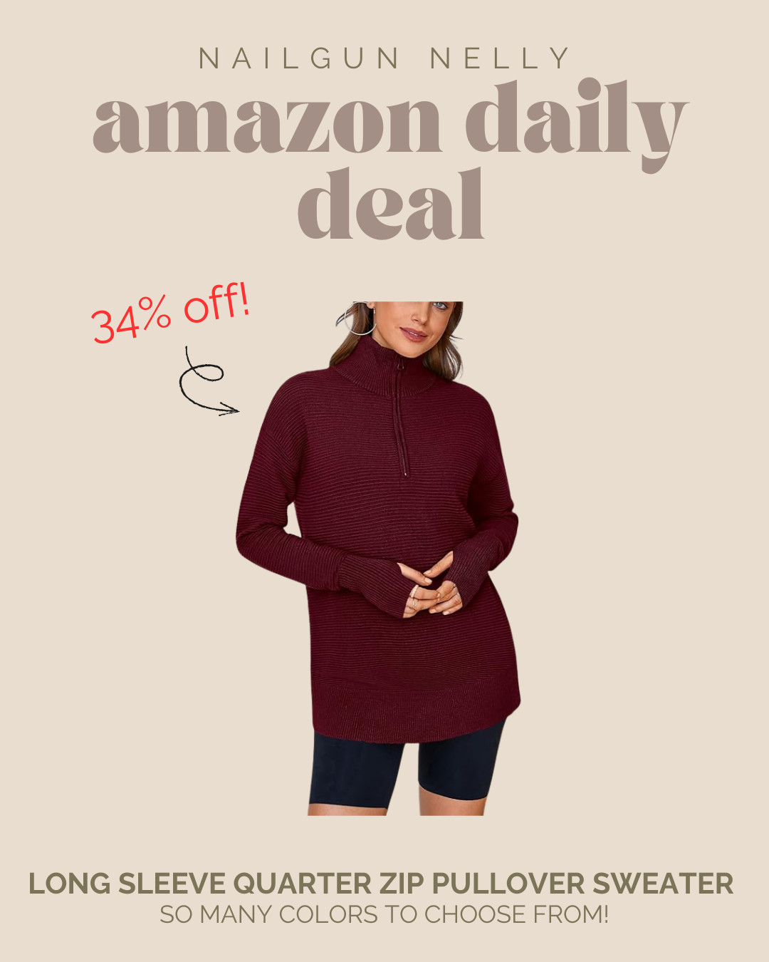 Amazon Daily Deal! - Long Sleeve Quarter Zip Pullover Sweater, so many colors to choose from! 

 #LTKActive #LTKSaleAlert #LTKWorkwear