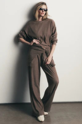 ALO | Muse Wide Leg Pants in Java Brown Heather, Size: 2XS | Alo Yoga