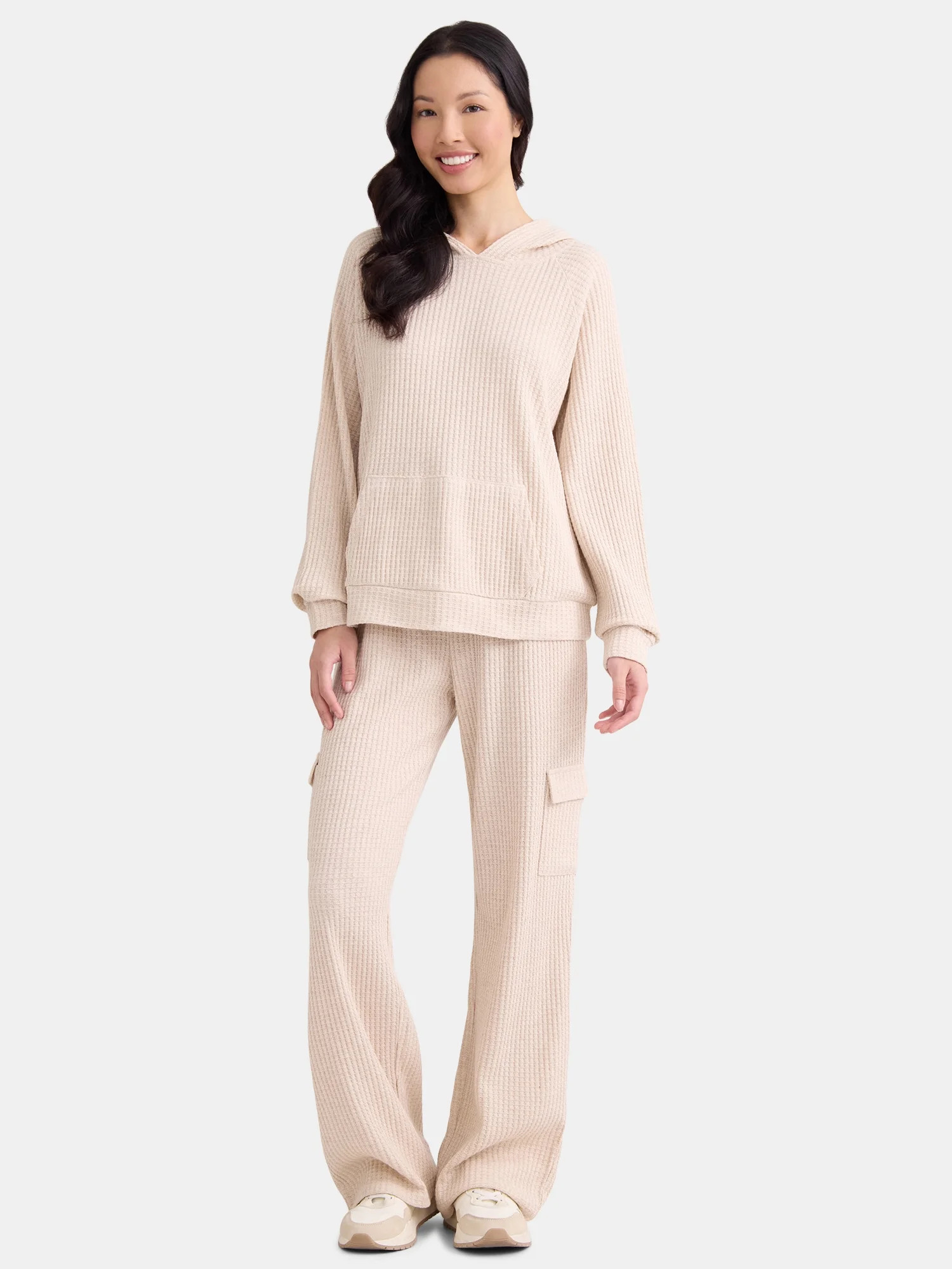 Time and Tru Women's Waffle Hoodie and Pants Set, 2-Piece, Size S-XXXL | Walmart (US)