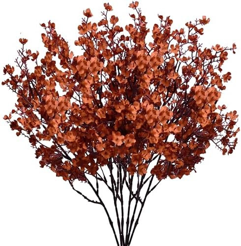 Mandy's 6 Bundles Artificial Burnt Orange Baby’s Breath Flowers | 18.5 Inch Silk Gypsophila Eur... | Amazon (US)