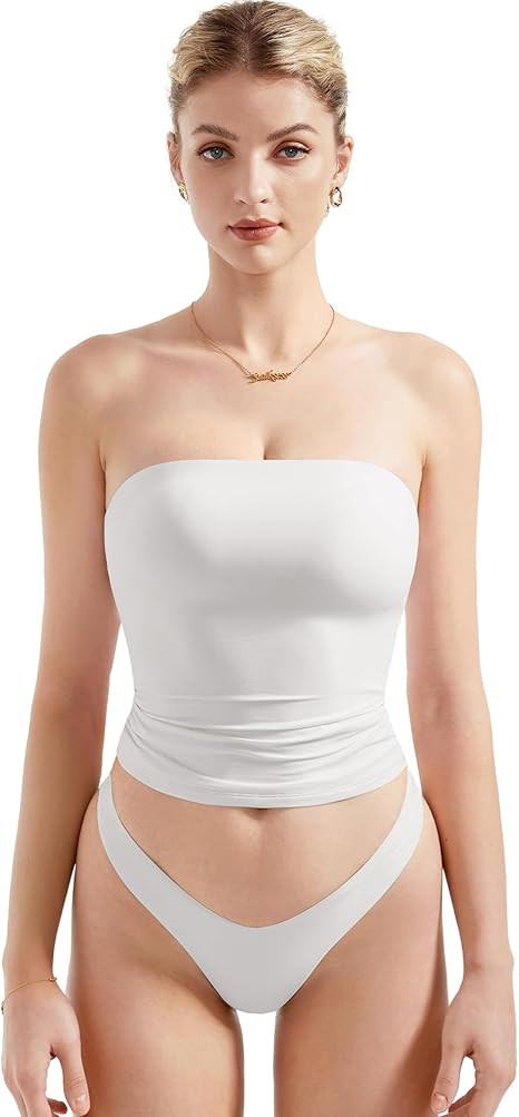 SUUKSESS Women Sexy Tube Top Summer Y2K Going Out Double Lined Basic Tank Top | Amazon (US)