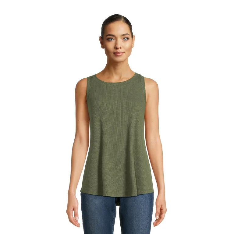 Time and Tru Women's Ribbed Swing Tank Top, Sizes S-XXXL - Walmart.com | Walmart (US)