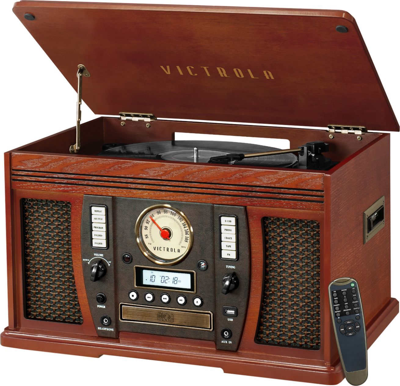 Victrola Bluetooth Stereo Audio System Mahogany VTA-754B-MAH - Best Buy | Best Buy U.S.