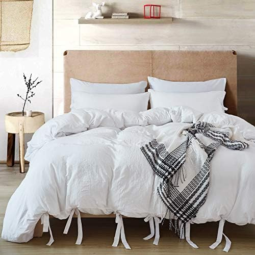 Annadaif Giveuwant White Duvet Cover Queen(90x90 Inch)，3 Pieces（1 Duvet Cover, 2 Pillowcases... | Amazon (US)