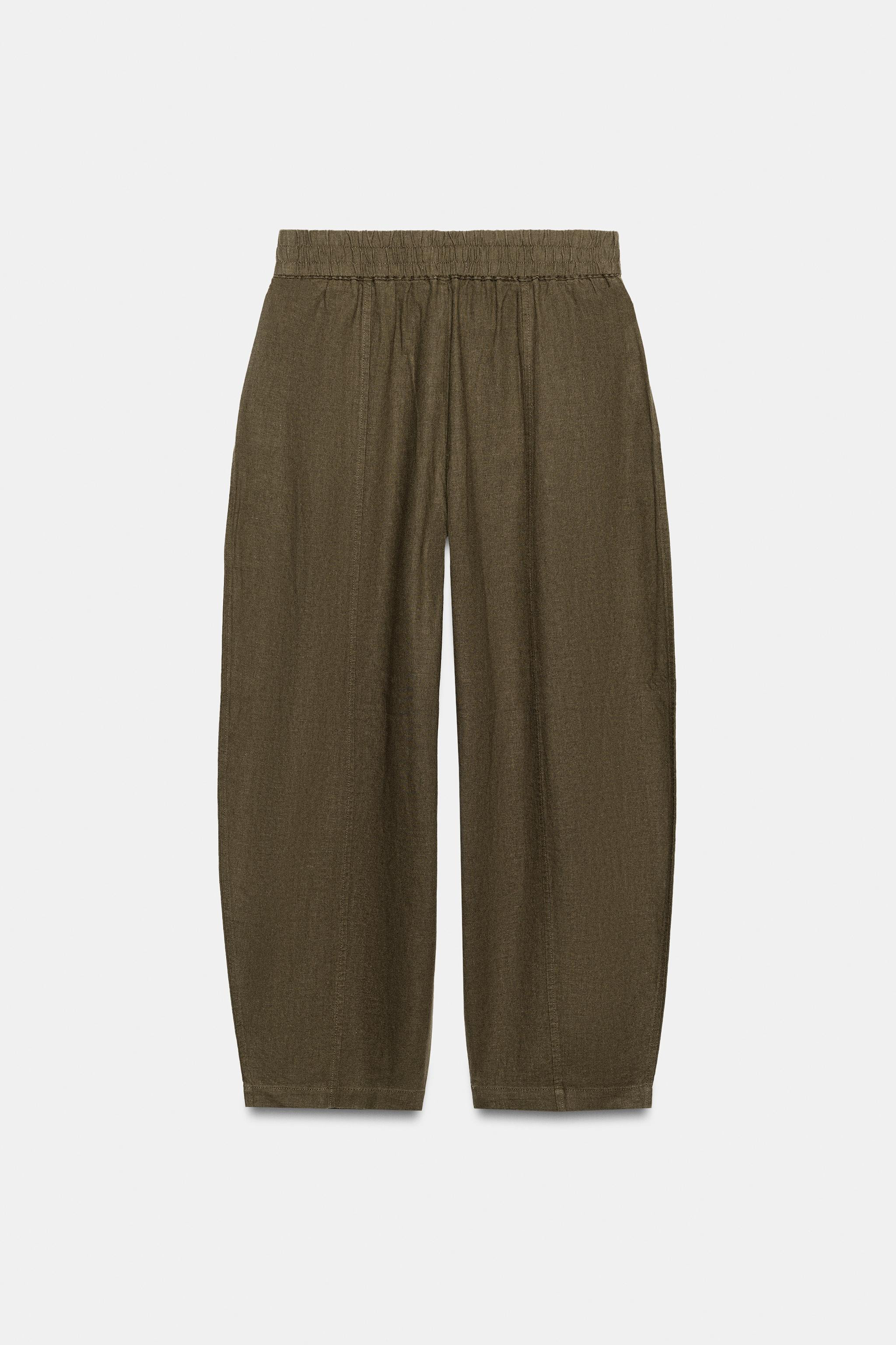 BARREL LINEN BLEND TROUSERS | Zara UK