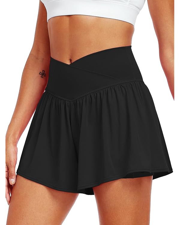 CADMUS Athletic Shorts for Women 2 in 1 Flowy Running Spandex Butterfly Workout Tennis Skorts | Amazon (US)