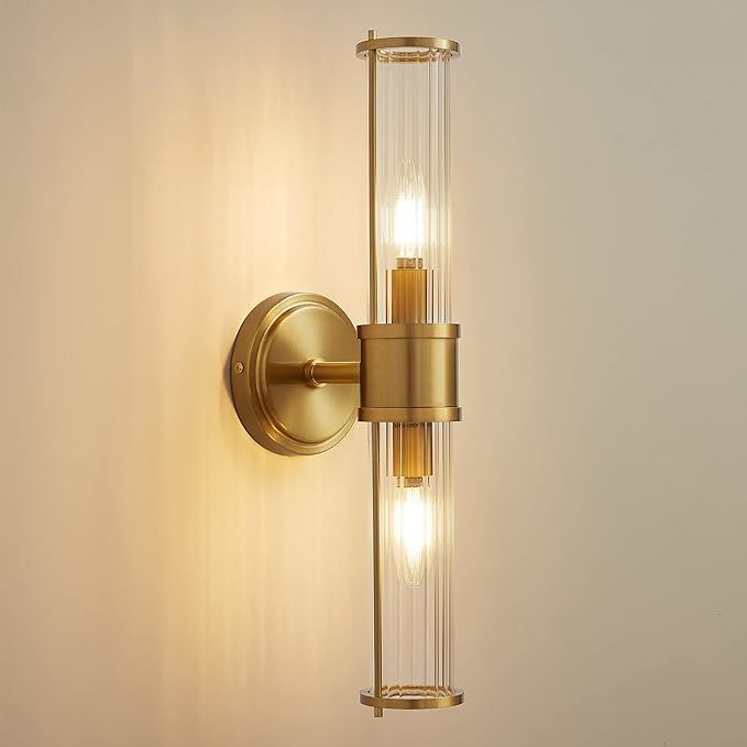 Gold Wall Sconce for Bathroom Linour Sconce Wall Lighting Modern Light Fixture Industrial Wall La... | Amazon (US)