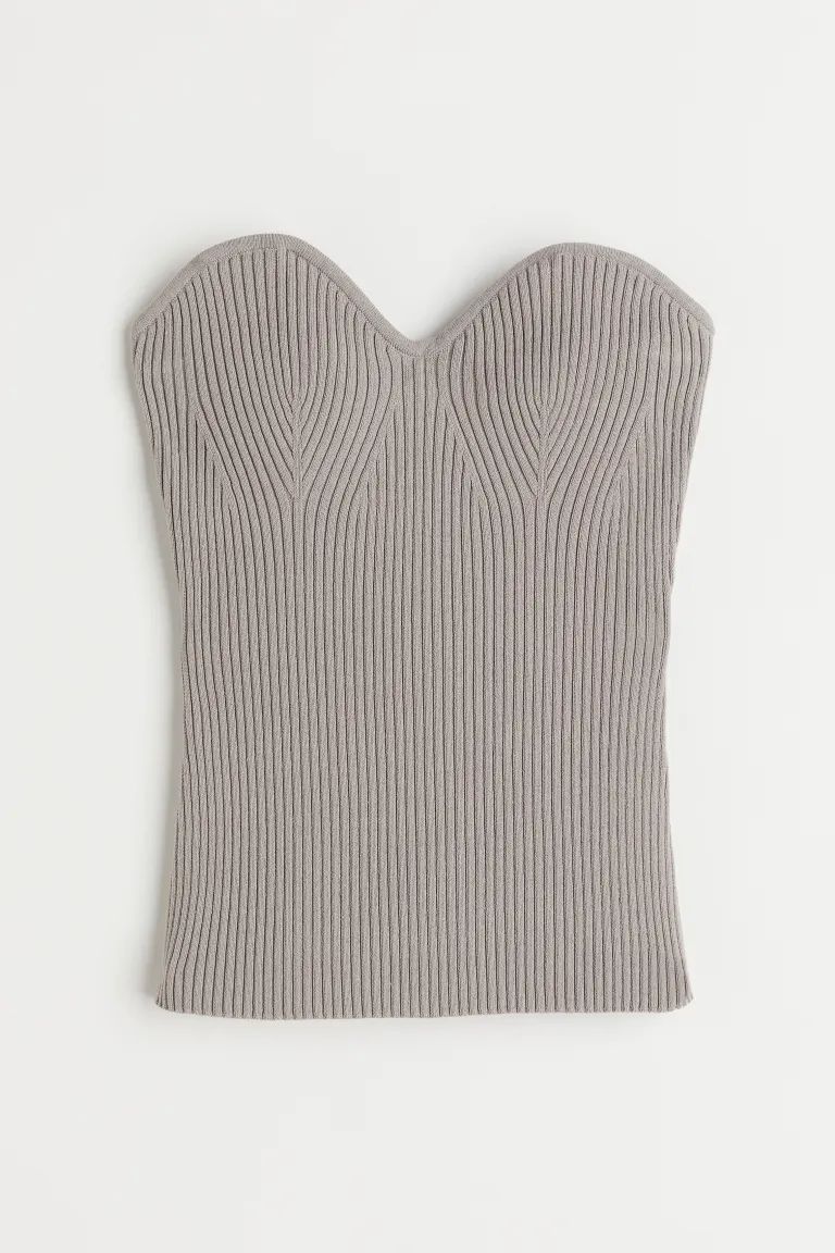 Fitted tube top in a soft, ribbed knit with a sweetheart neckline that has a silicone trim on the... | H&M (US + CA)
