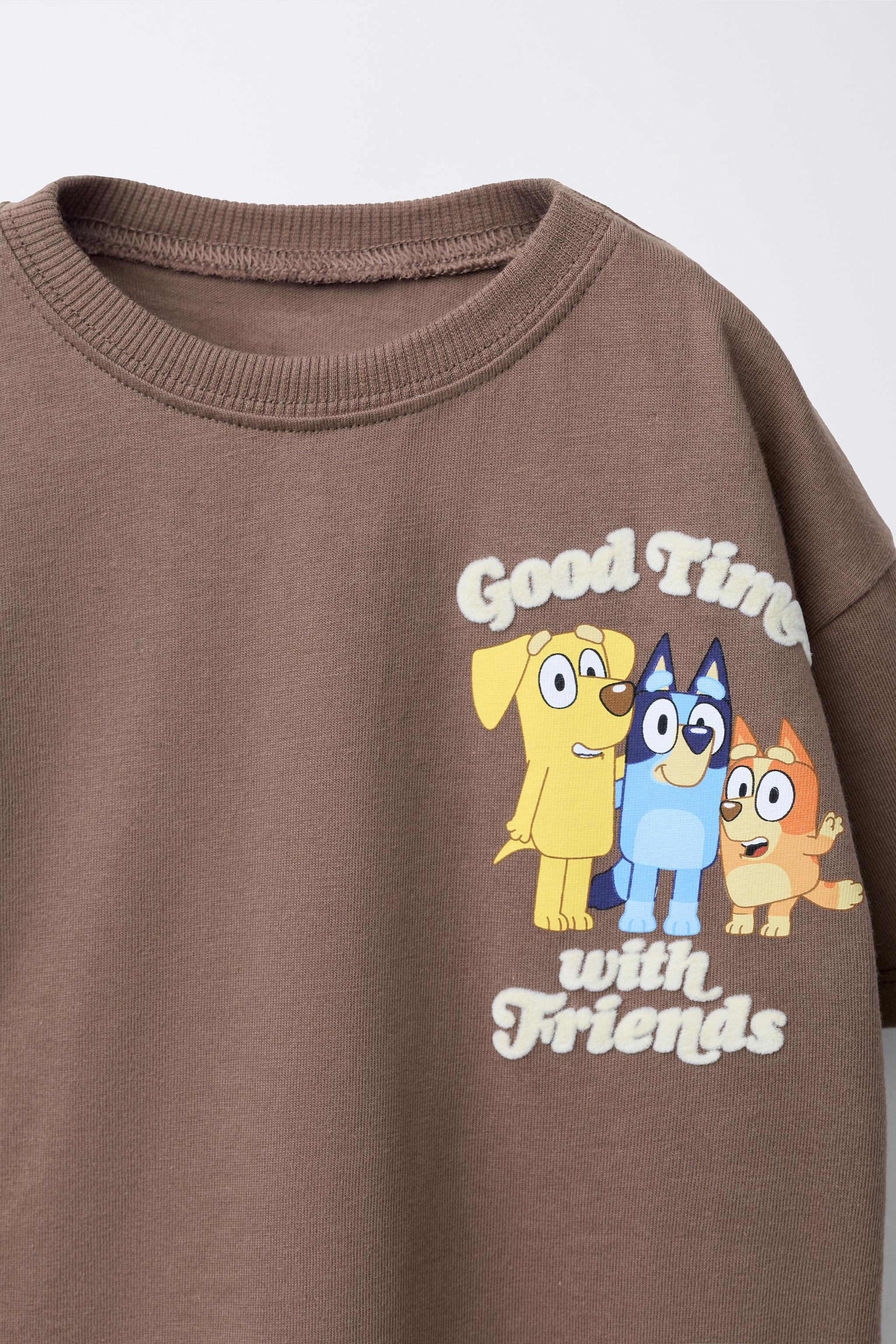 BLUEY © LUDO STUDIO FLOCKED PRINT T-SHIRT | Zara US