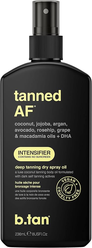 b.tan Tanning Oil Spray - Faster, Darker Tan with Moisturizing Oils, Vegan, Cruelty-Free, 8 oz | Amazon (US)