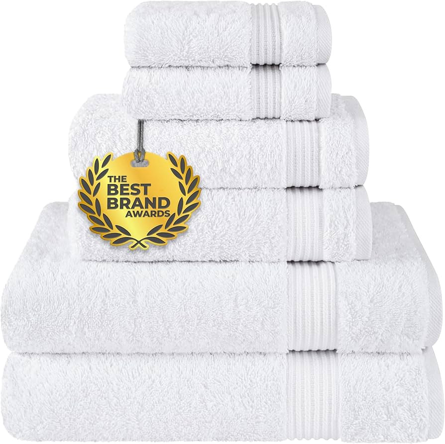 Cotton Paradise 100% Cotton Turkish Towel Set, Soft Absorbent Quick Dry, 6 Piece Towel Set, Snow ... | Amazon (US)