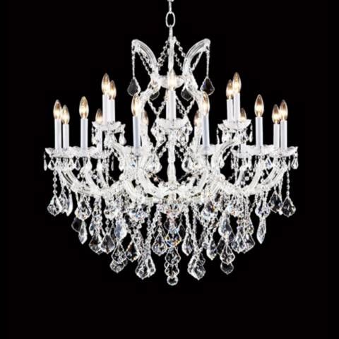 Maria Theresa 37"W Silver and Crystal 19-Light Chandelier | Lamps Plus