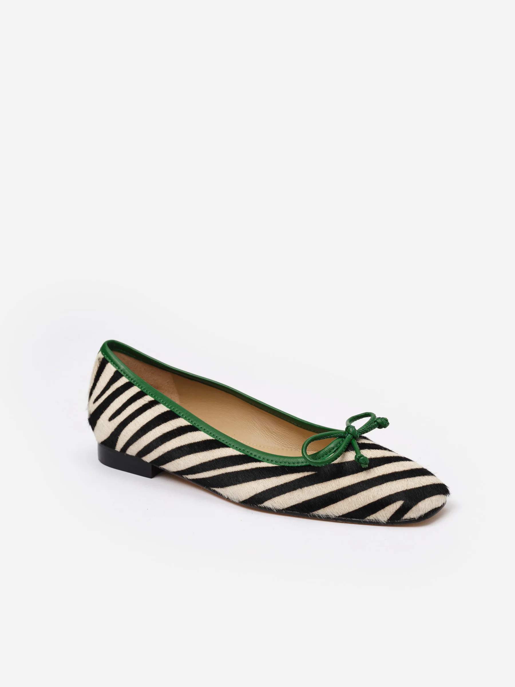 Black/Off_White Zebra Viola Pony Hair Ballet Flats | Women's Shoes | J.McLaughlin | J.McLaughlin
