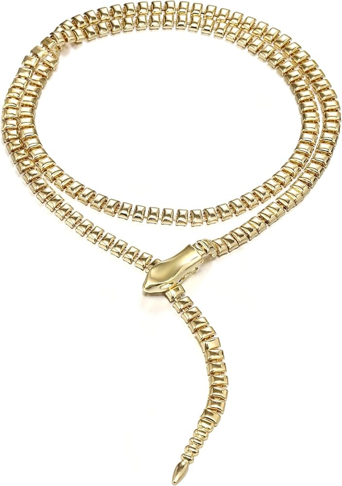 FANZE Snake Necklace for Women, Silver/Gold Snakes Choker Adjustable Punk Necklace Costume Party ... | Amazon (US)