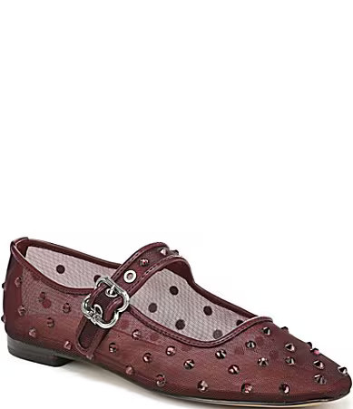 Sam Edelman Michaela Shine Rhinestone Embellished Mesh Mary Jane Flats - 6 | Dillard's