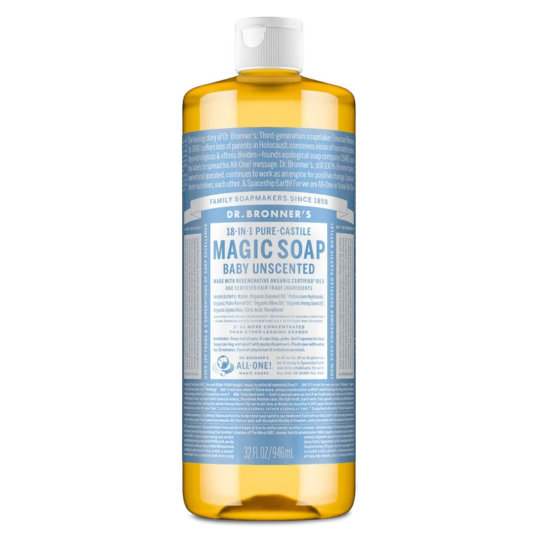 Dr. Bronner's Magic Soap - Castile Liquid Soap - 32 oz - Body Wash, Face Wash - Unscented - Age G... | Walmart (US)