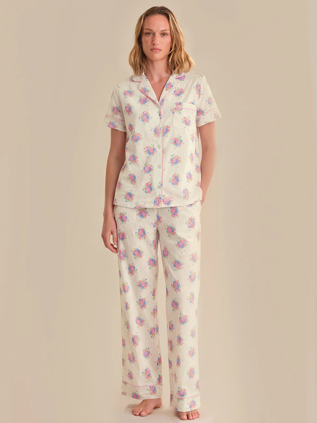 Print Short Sleeve Pajamas Set – Flowers Combo | 89th & Madison | 89th + Madison