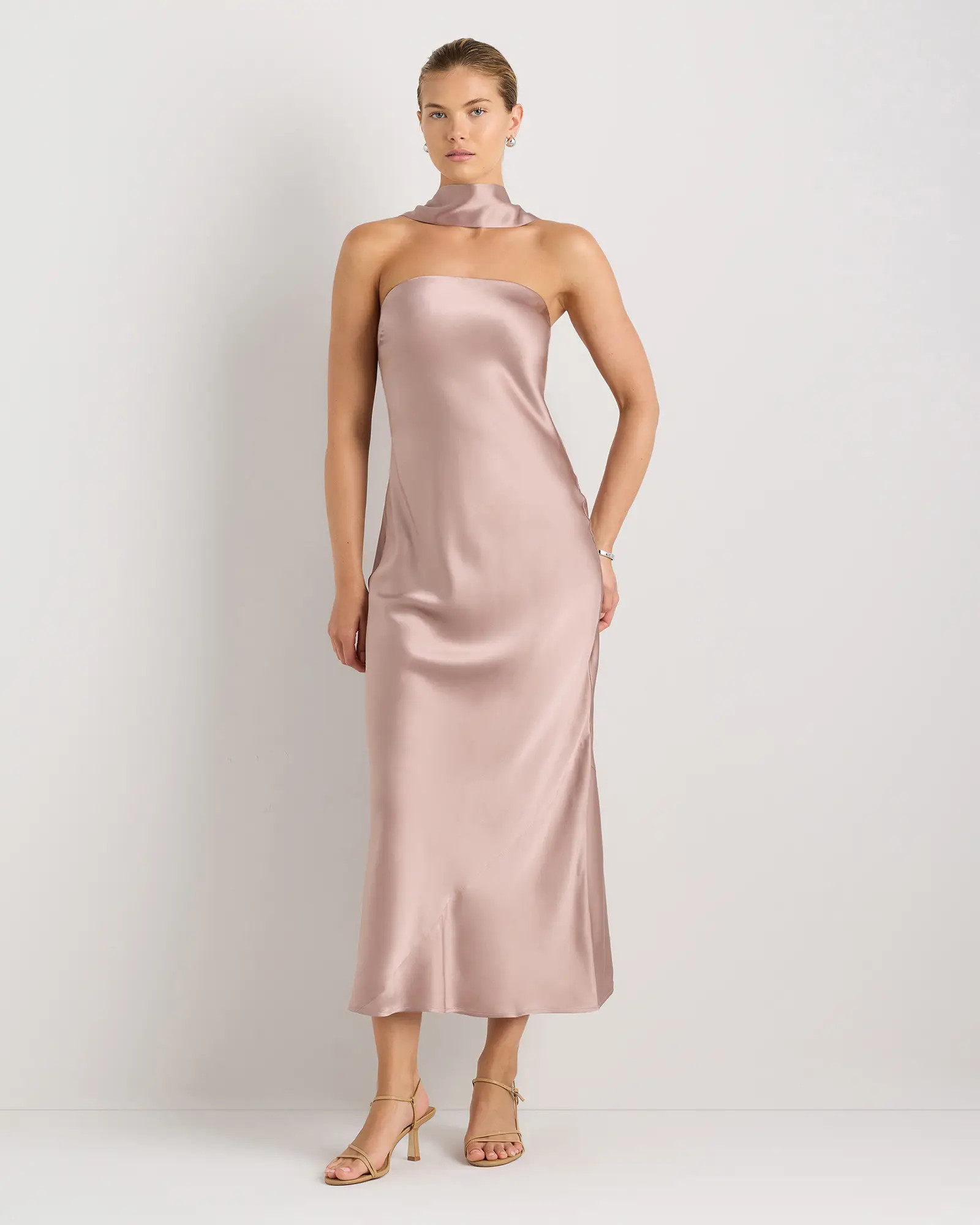 100% Washable Silk Strapless Scarf Maxi Dress | Quince
